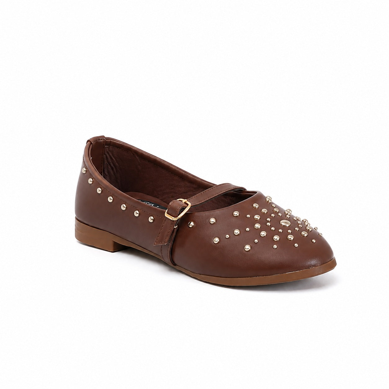 Ballerina Leather Emroided With Buckle BF-817