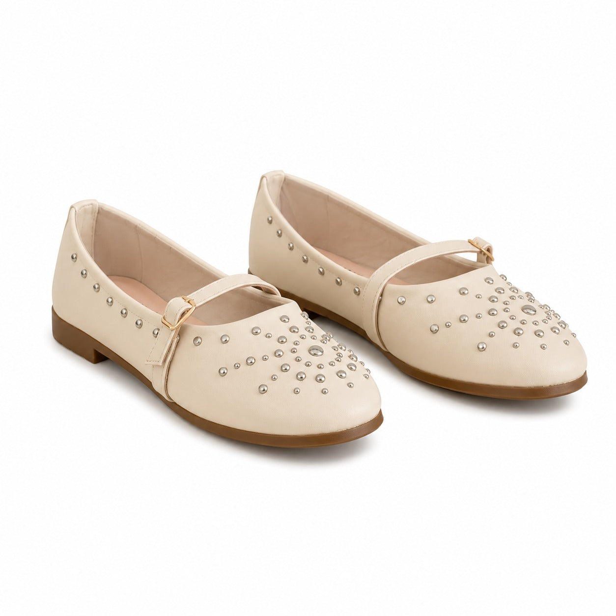 Ballerina Leather Emroided With Buckle BF-817