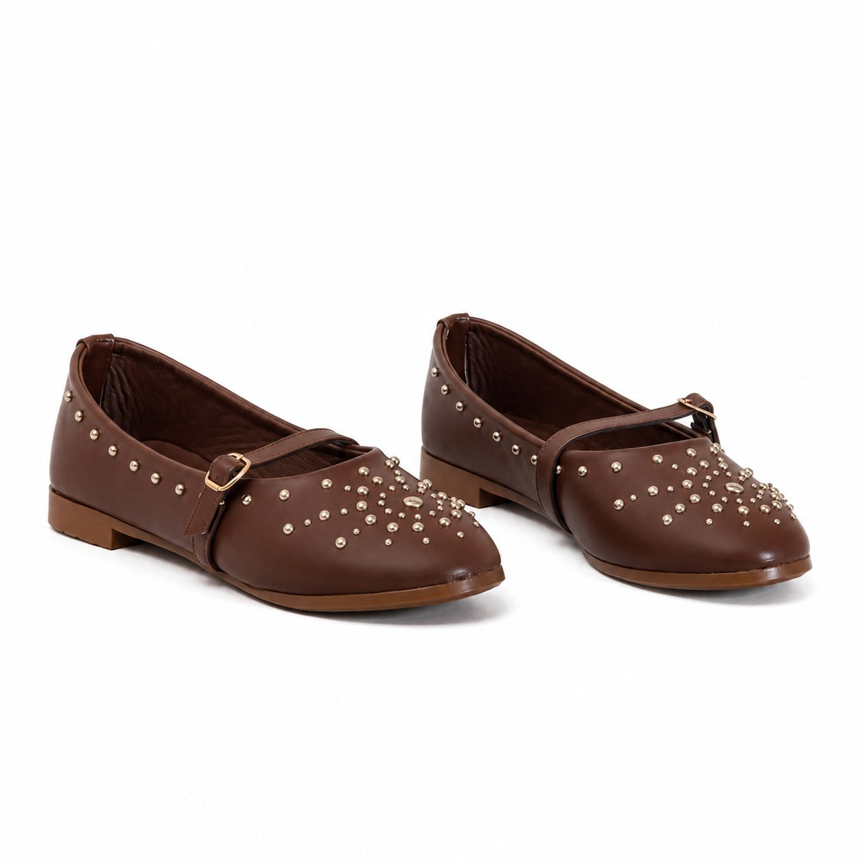 Ballerina Leather Emroided With Buckle BF-817