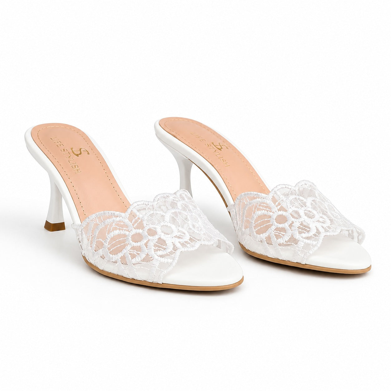 Slipper Heeled Dentelle Easy To Wear X-18