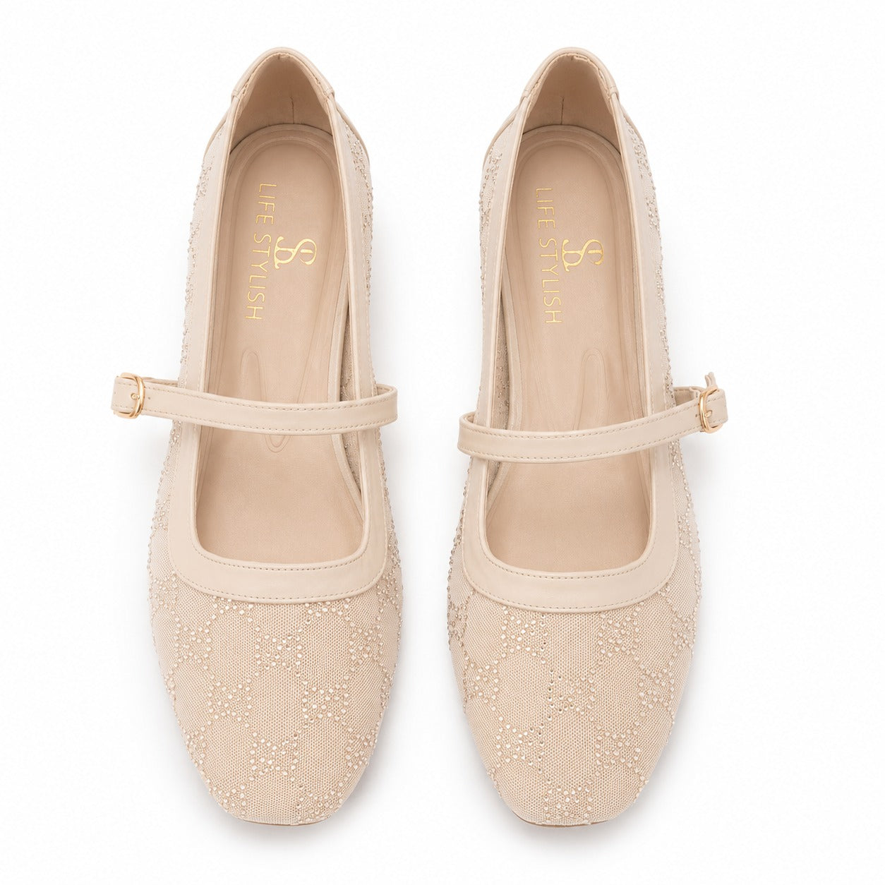 Ballerina Mesh With Leather Emroided With Buckle BF-818