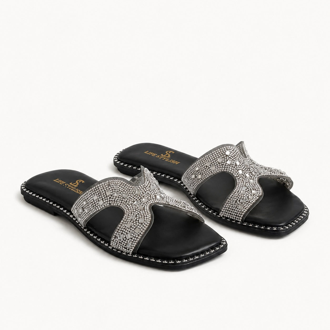 Slipper Flat Leather With Sequin SL-252