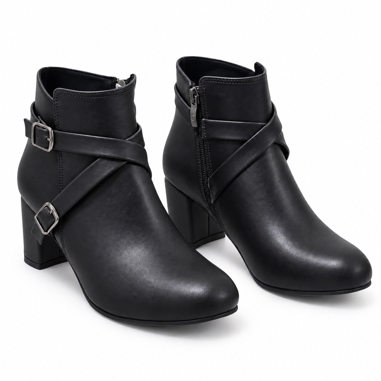 Ankle Boot Heels Leather With Accessories R-21