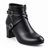Ankle Boot Heels Leather With Accessories R-21