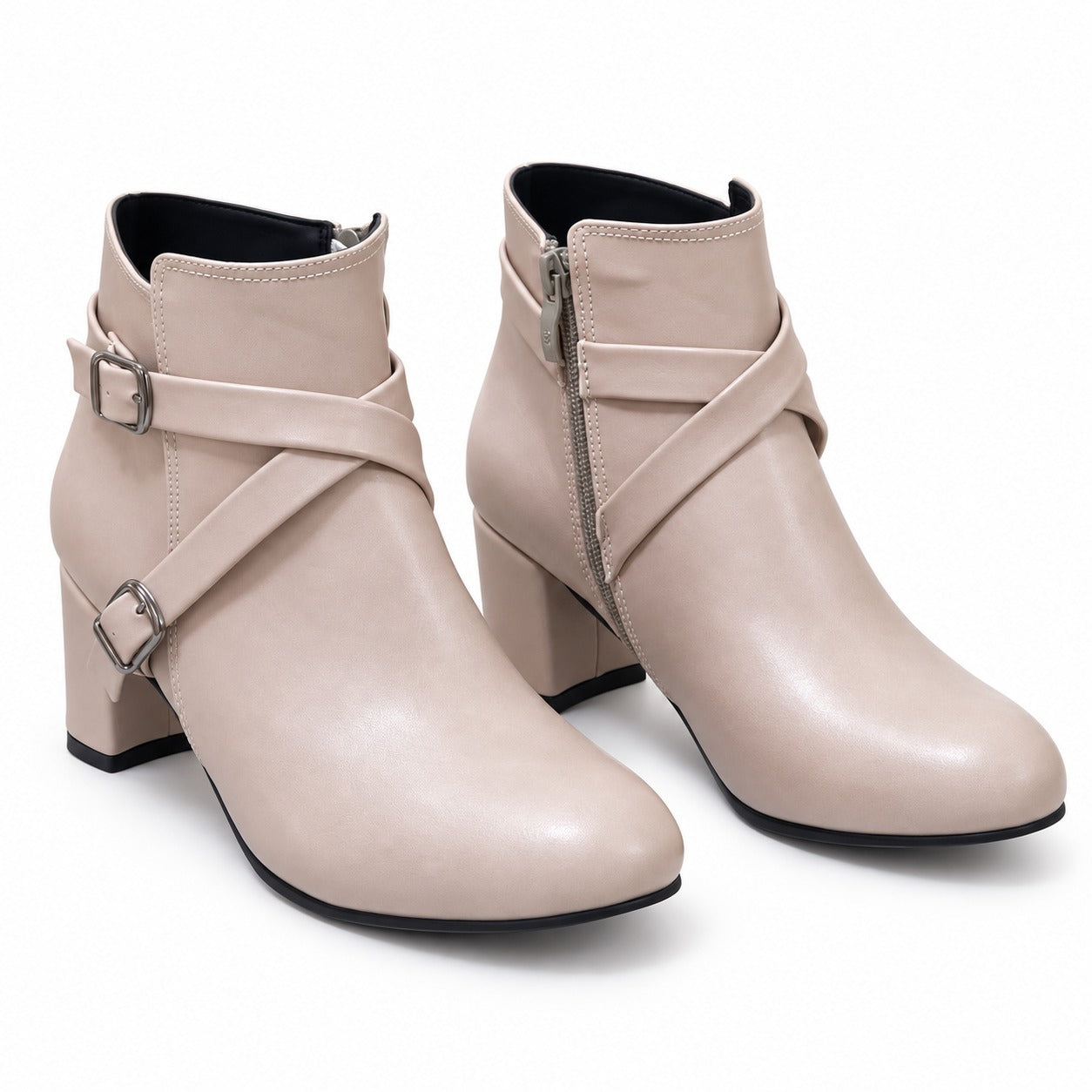 Ankle Boot Heels Leather With Accessories R-21