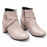 Ankle Boot Heels Leather With Accessories R-21