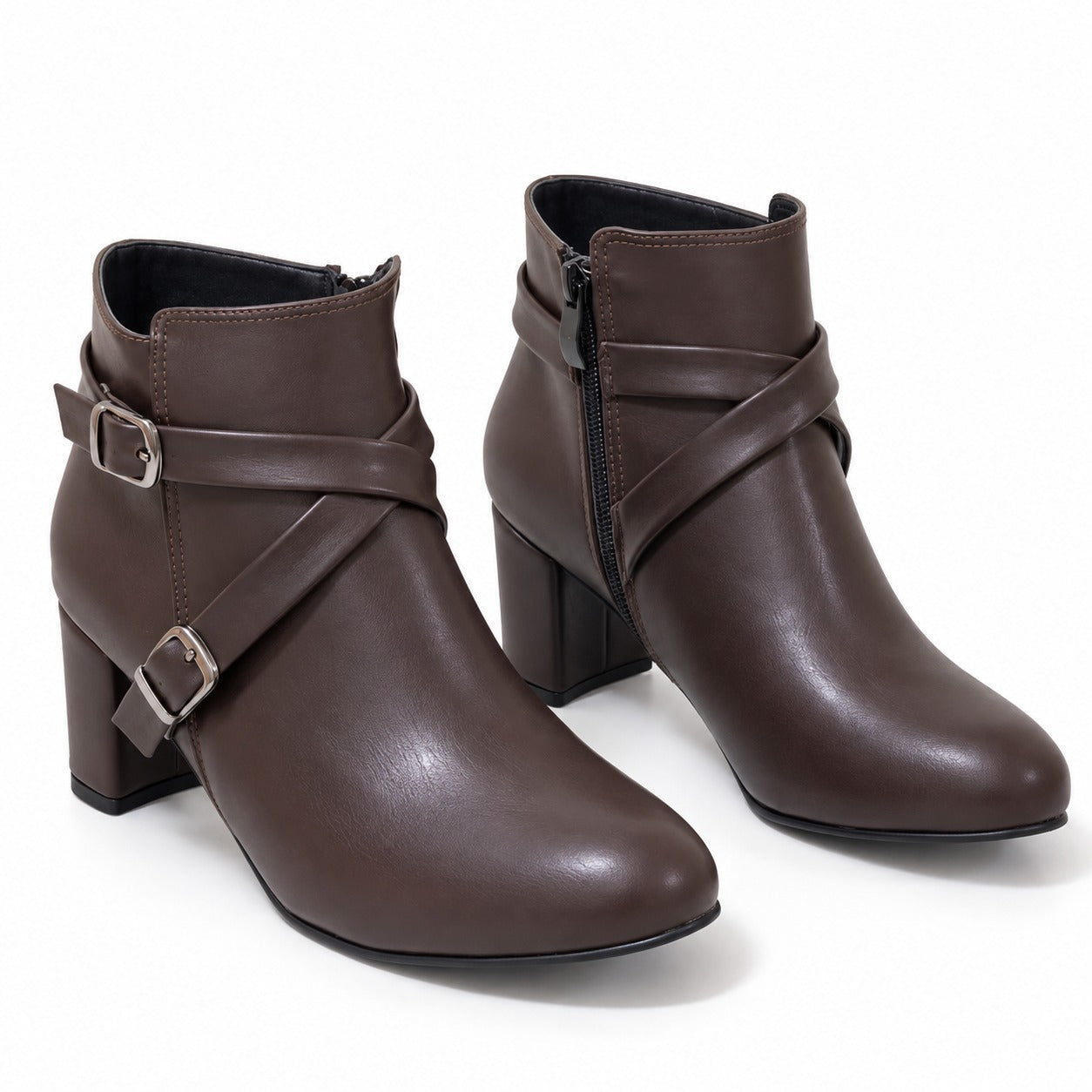 Ankle Boot Heels Leather With Accessories R-21