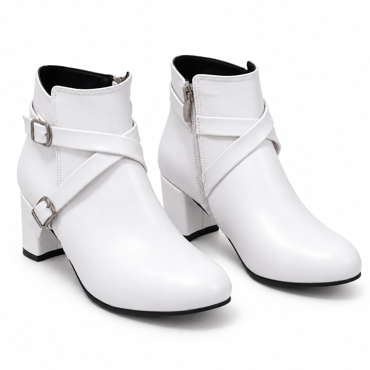 Ankle Boot Heels Leather With Accessories R-21