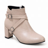 Ankle Boot Heels Leather With Accessories R-21