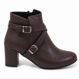 Ankle Boot Heels Leather With Accessories R-21