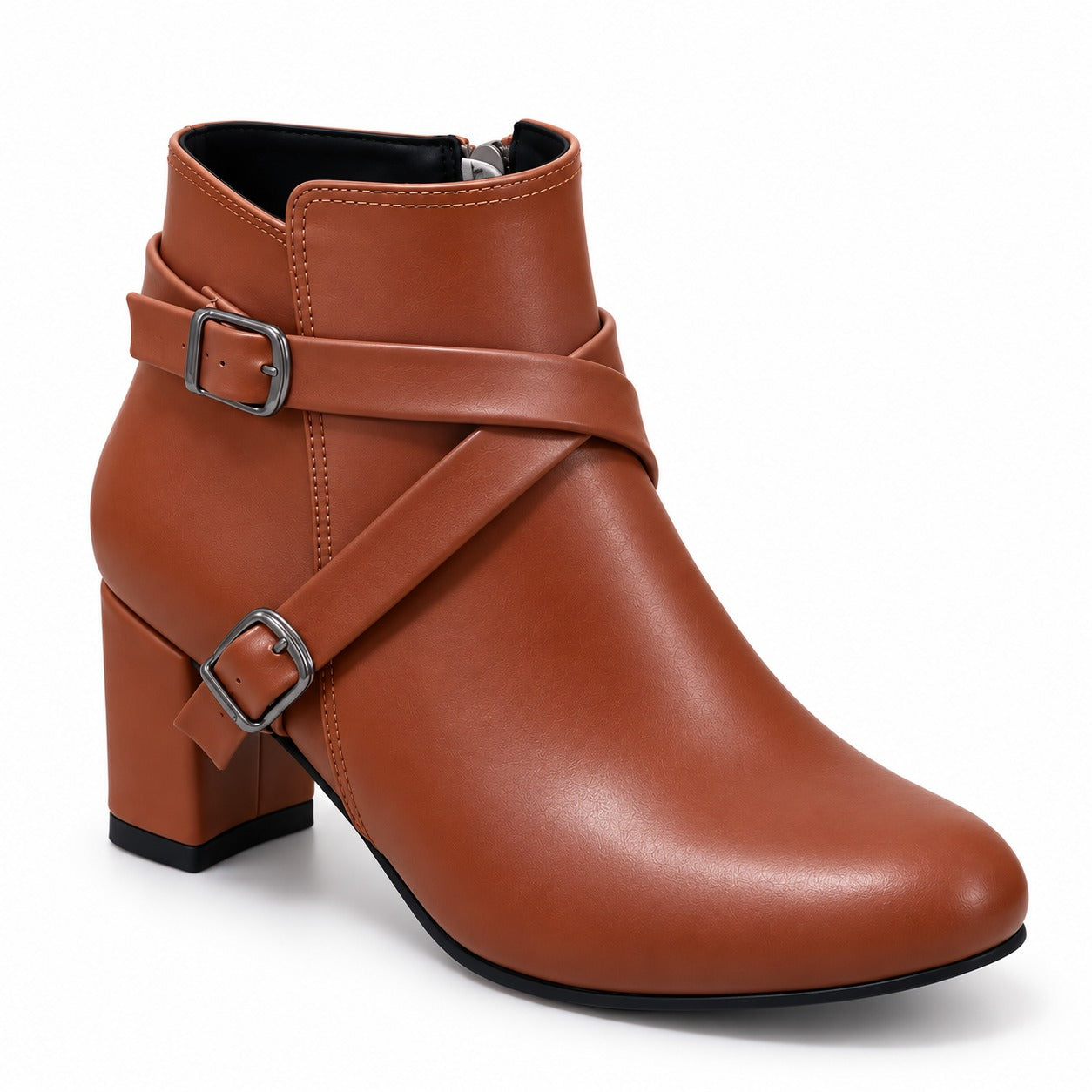 Ankle Boot Heels Leather With Accessories R-21
