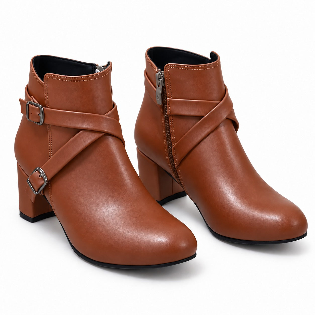 Ankle Boot Heels Leather With Accessories R-21