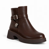 Women’s Ankle Boots Leather with Chunky Heel G-65