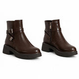 Women’s Ankle Boots Leather with Chunky Heel G-65