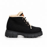 Ankle Boot Suede Mid heel winter style Fur-lined With front laces AG-4