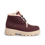Ankle Boot Suede Mid heel winter style Fur-lined With front laces AG-4