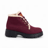 Ankle Boot Suede Mid heel winter style Fur-lined With front laces AG-4