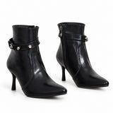 Ankle Boot Leather Thin Heel And a belt with metal accessories L-123