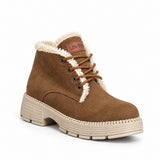 Ankle Boot Suede Mid heel winter style Fur-lined With front laces AG-4