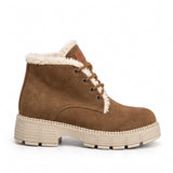 Ankle Boot Suede Mid heel winter style Fur-lined With front laces AG-4