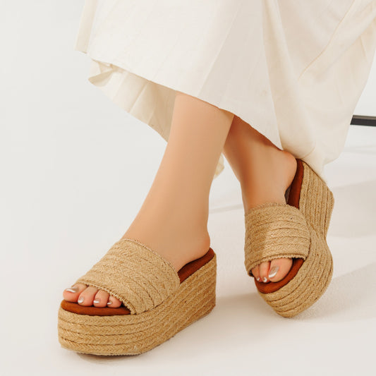 Slipper Wedge Burlap S-16