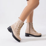 Boot Mid Heels Suede With Flower E-16