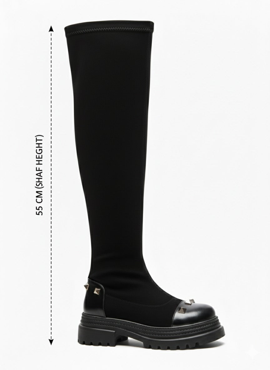 Long Boot Mid Heel Suede Stylish LB-52