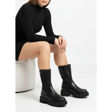 Ankle Boot Mid Heels Leather Comfort  E-107