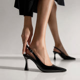 Shoes Heels Leather With Buckle F-20