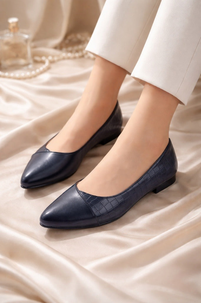 Ballerina Flat Crocodile And Leather BN-501