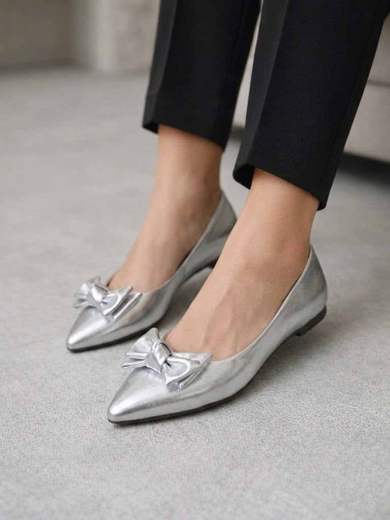 Ballerina Flat Leather Glossy With Bow BN-513