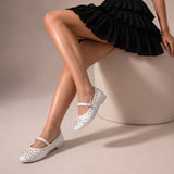 Ballerina Leather Emroided With Buckle BF-817