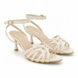 Sandal leather thin heel and overlapping strips SN-823