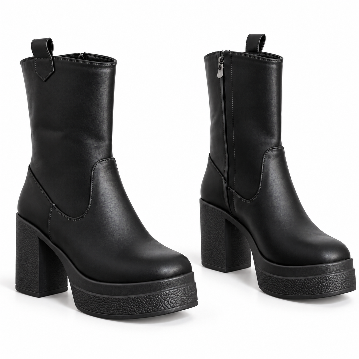 Boot Heels Leather With Zipper L-114