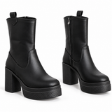 Boot Heels Leather With Zipper L-114