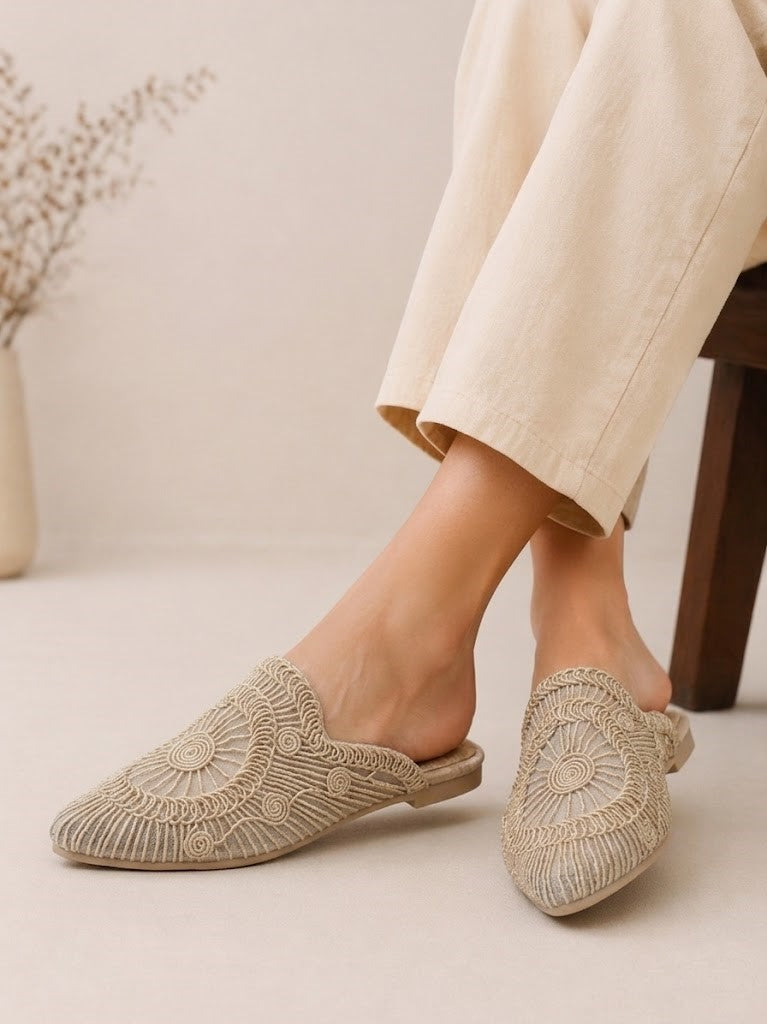 Mules Flat Fabric Distinctive SB-703