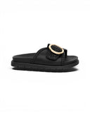 Flat leather slippers With a braided design SL-236