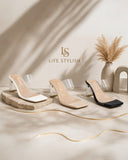 Slipper Heels Transparent With Leather Elegant X-16