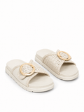 Flat leather slippers With a braided design SL-236