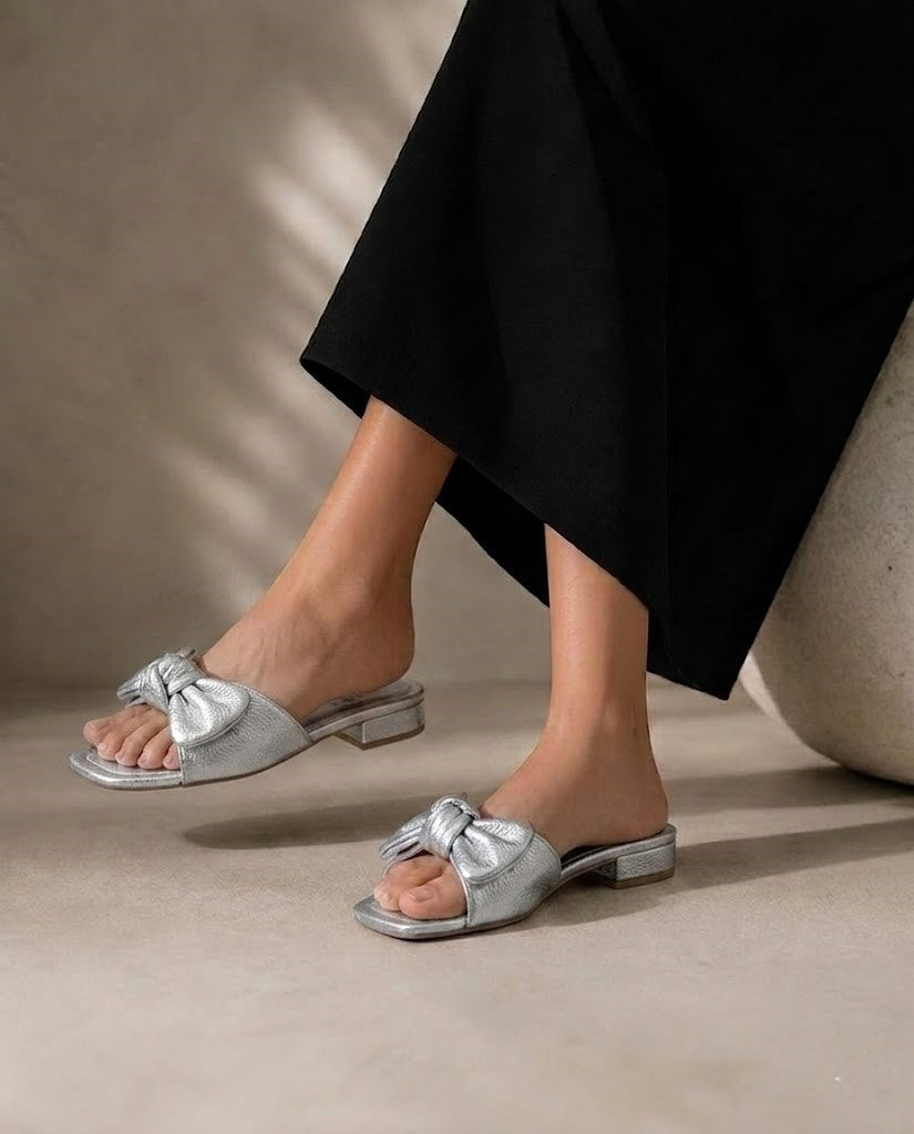 Slipper Flat Leather With Bow SL-229