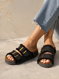Slippers flat Fabric With double buckle SL-241