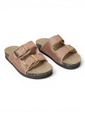 slippers leather flat Double strap with buckles SL-237