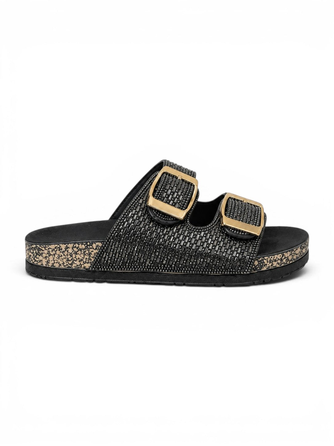 slippers leather flat Double strap with buckles SL-237