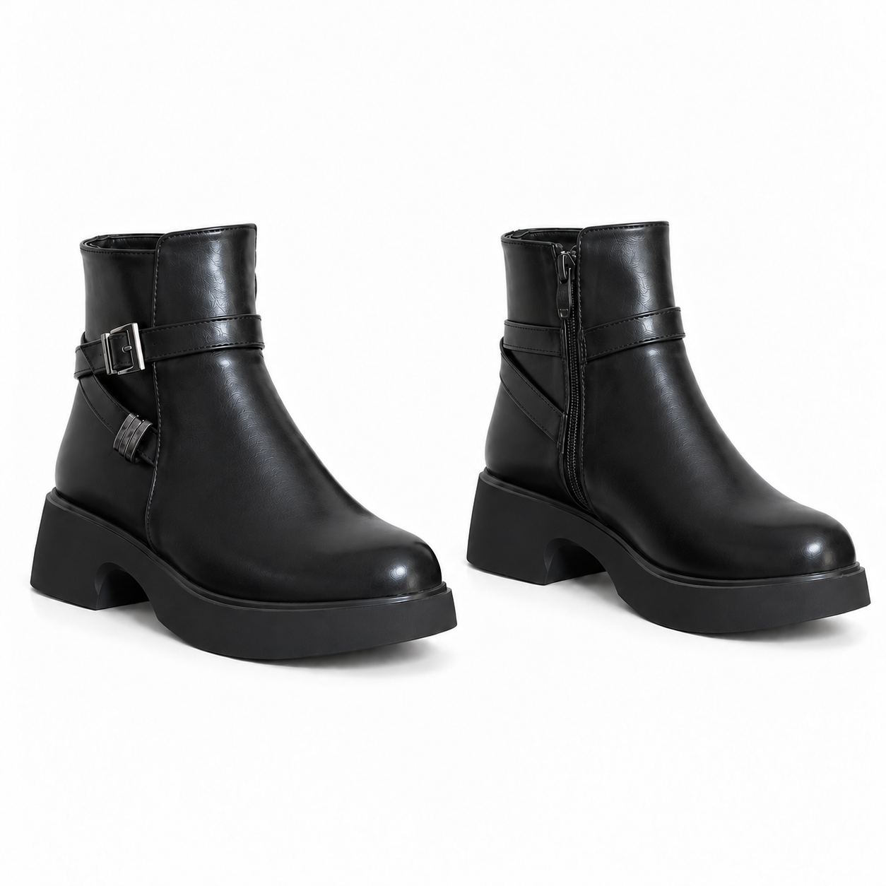 Women’s Ankle Boots Leather with Chunky Heel G-65