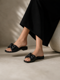 Slipper Flat Leather With Bow SL-229