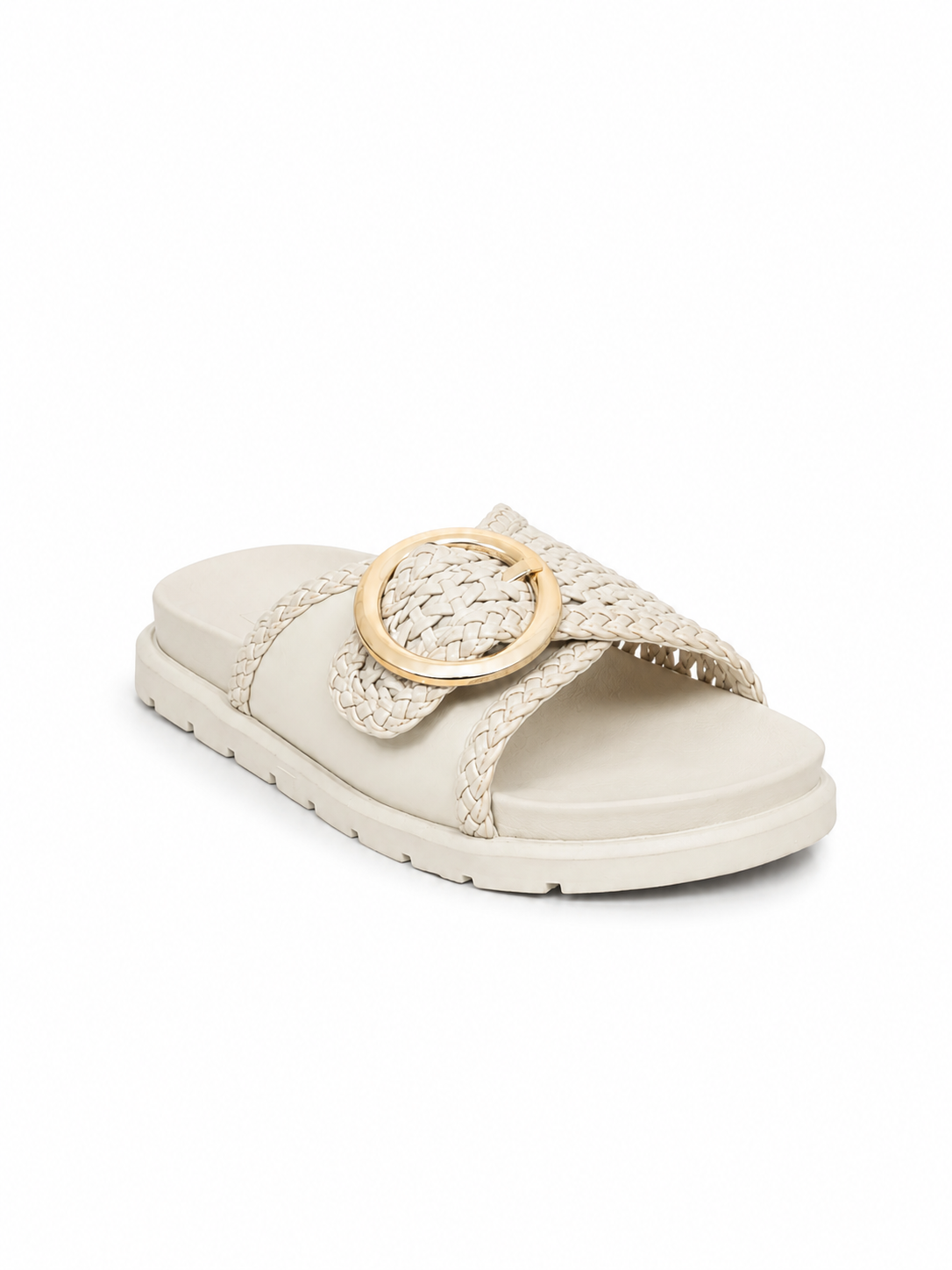 Flat leather slippers With a braided design SL-236