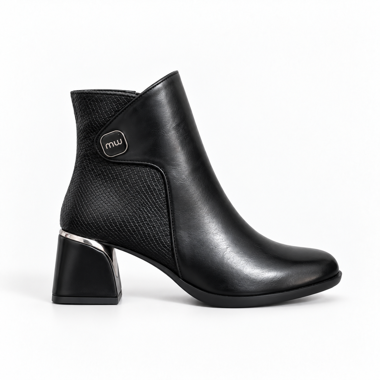 Ankle Boot Mid Heel Leather Distinctive design R-29