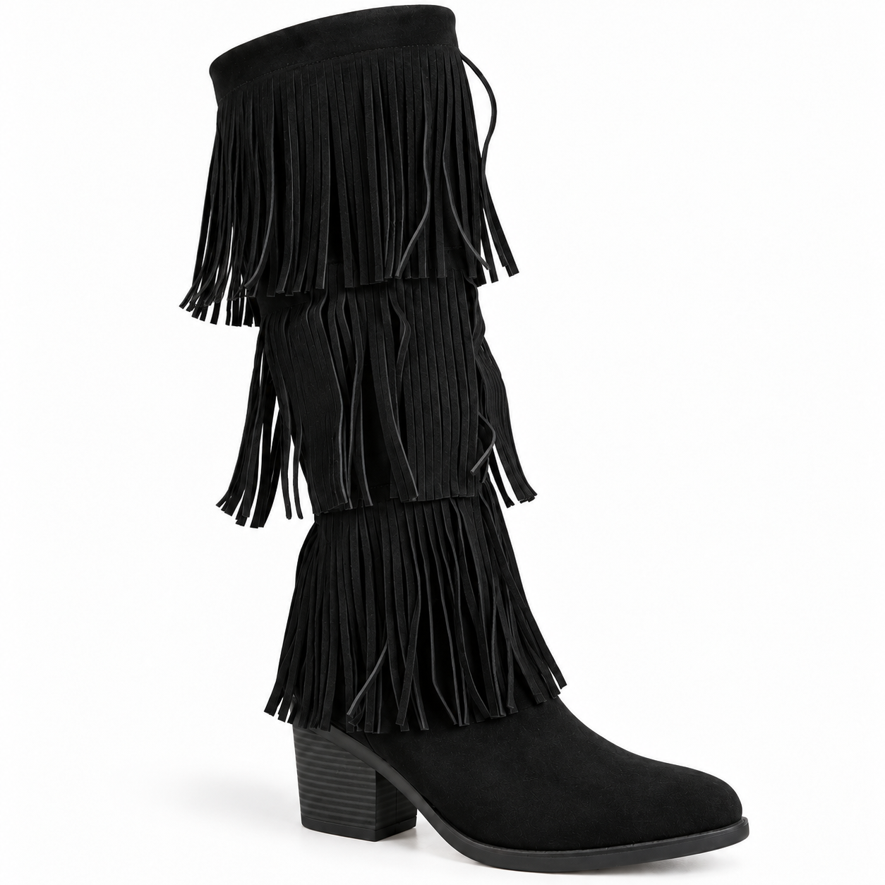Long Boot Suede Mid heel With three layers of fringe LB-58