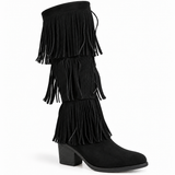 Long Boot Suede Mid heel With three layers of fringe LB-58
