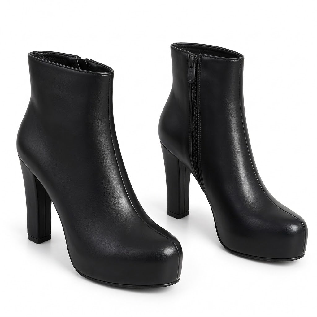 Boot High Heels Leather With a Zipper R-24